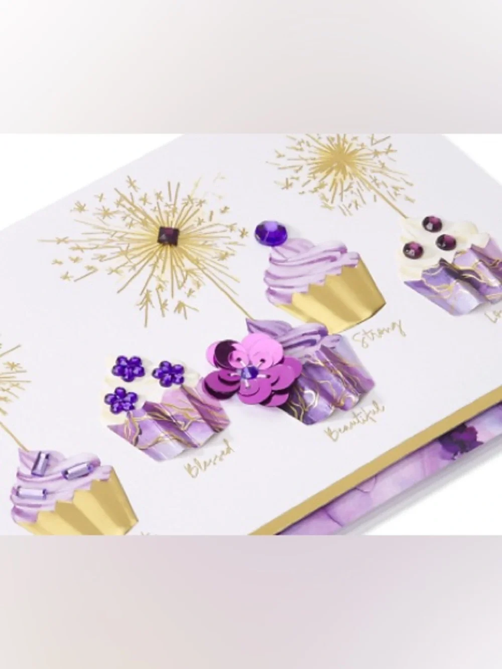 🆕Papyrus Gemmed Fancy Cupcakes Birthday Greeting Card